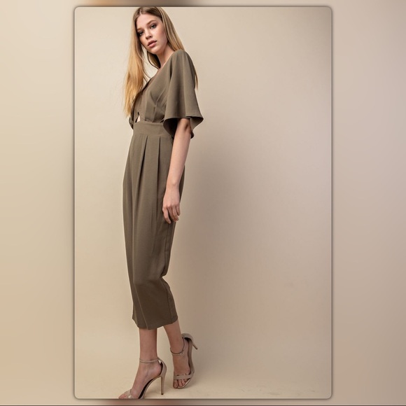 Olive Green Cutout Jumpsuit - Picture 4 of 4